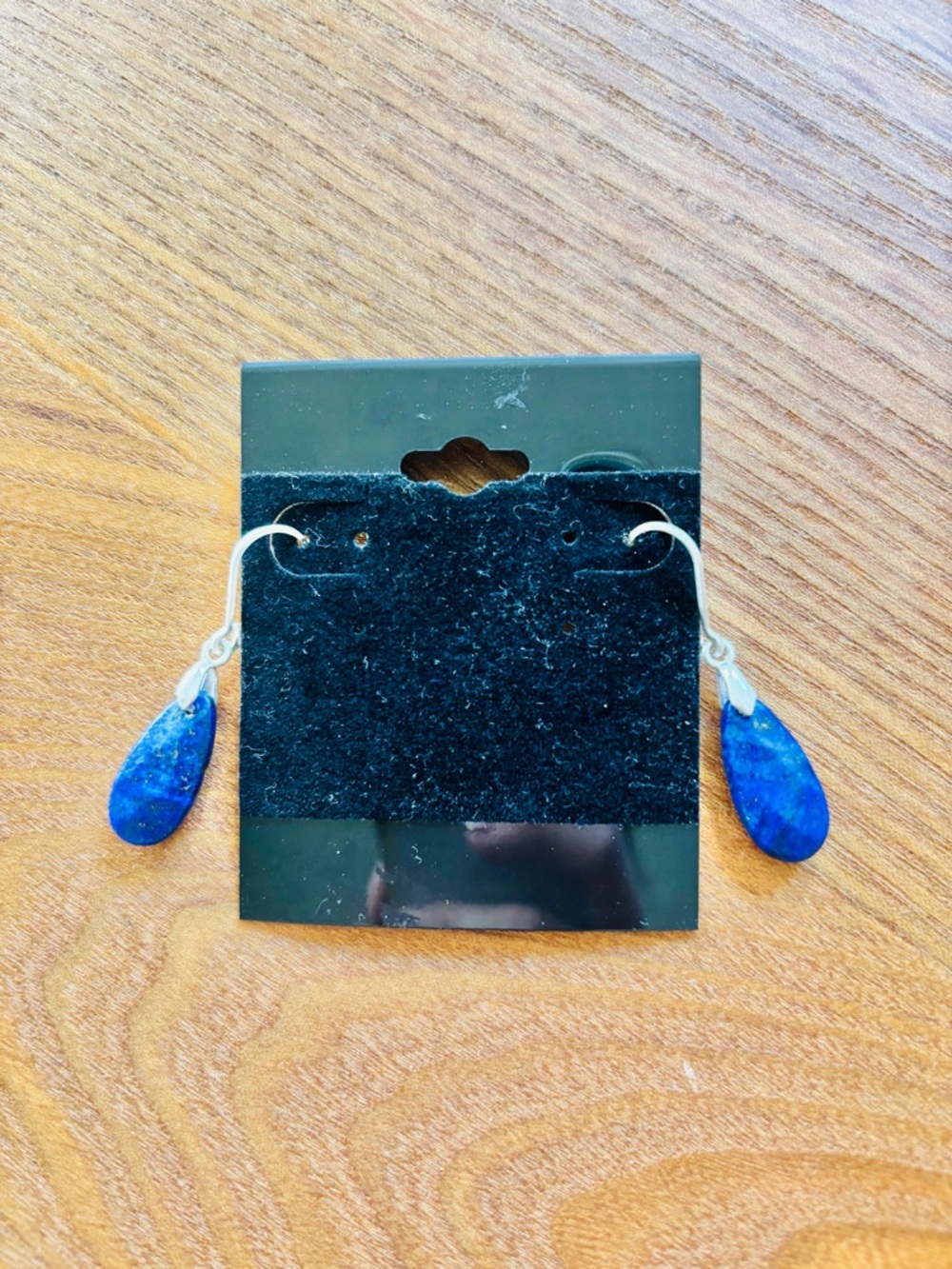 Lapis Lazuli Natural Stone Teardrop Stone Drop Earrings - Women's Jewelry - Picture 2 of 3